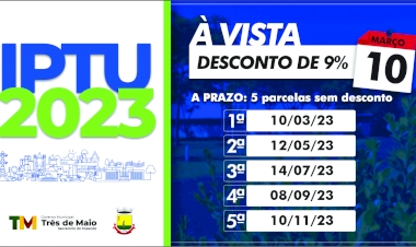 Pagamento de IPTU em cota única com desconto vence em 10 de março